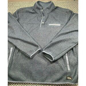 Eddie Bauer Men's XXL Heather Blue Snap Pullover Fleece Sweater With Pockets